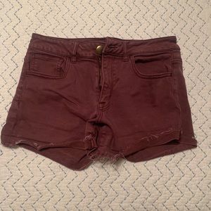 American Eagle Maroon Shorts Hi Rise Shortie